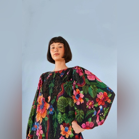 NWT Farm Rio Black Blooming Garden Blouse - Picture 4 of 13